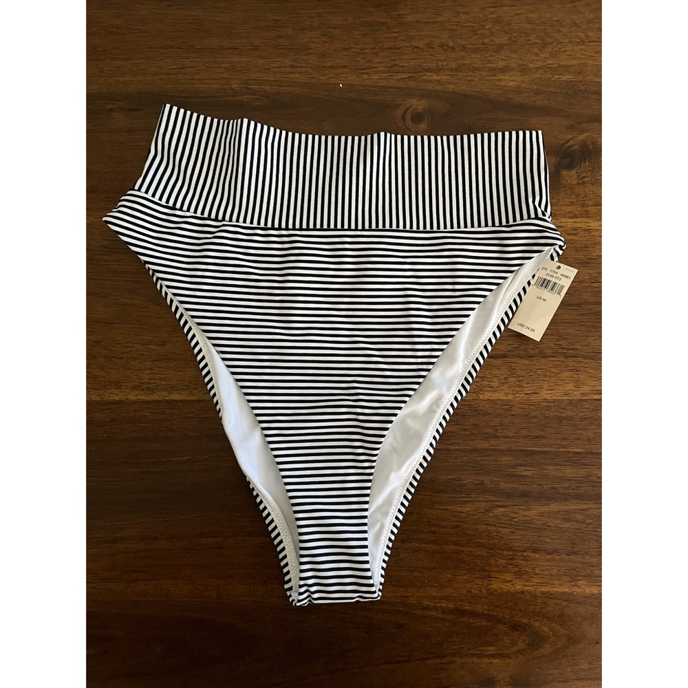 NWT: aerie • High cut cheeky striped swim bottoms